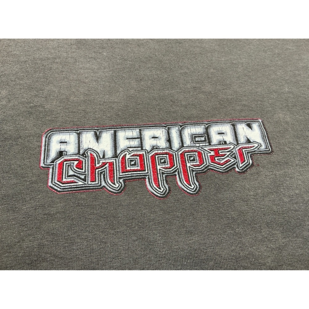 American‎ Chopper Y2K T-Shirt Black Widow Biker Graphic XXL Gray Cotton Tee